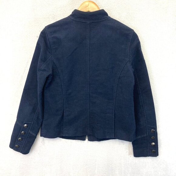 Treasure & Bond Zip Up Military Jacket Womens Medium M Navy Blue Double Breasted - Picture 2 of 16
